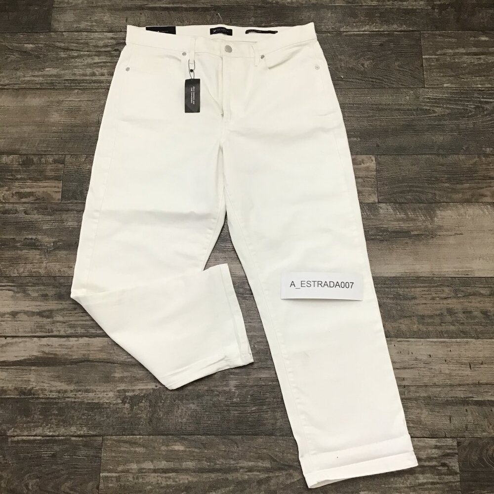 NWT Banana Republic Womens Jeans White Size 32 Mid Rise Straight Premium Denim